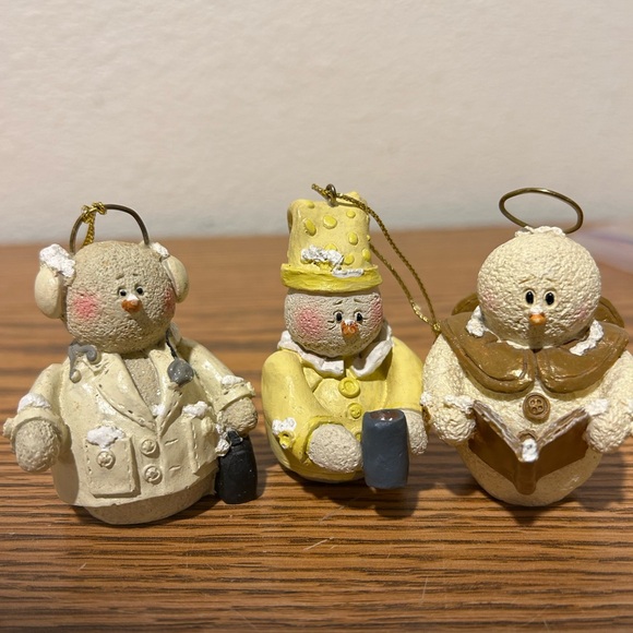 Adorable Trio of Snowberry Snowman Ornaments - Picture 2 of 7